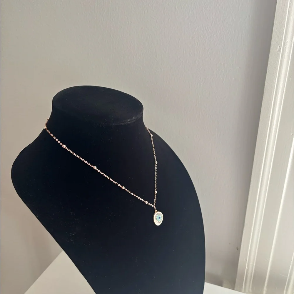 Gold-Tone Turquoise Heart Pendant Necklace - Picture 2 of 5